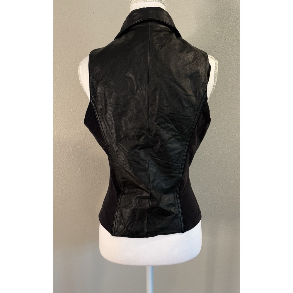 Vintage Y2K Wilsons Leather Maxima Vest Black Moto Grunge Baddie Goth S/M - Picture 3 of 12